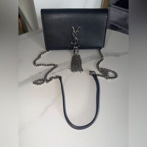 Yves Saint Laurent Black Bag with Silver Chain